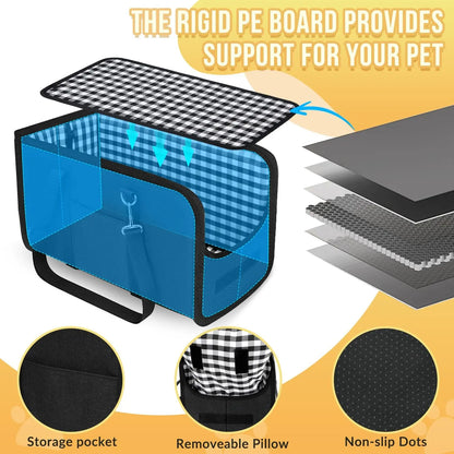 Premium Center Mount Car Pet Booster Seat for Small Cats & Dogs (Under 11 Lbs) - Car Accessories, Anti-Collapse Carrier Bag, Elevated Design, Plush Mat, Secure Safety Tether, Plaid Pattern, Safety Restraint, Cars Accessories